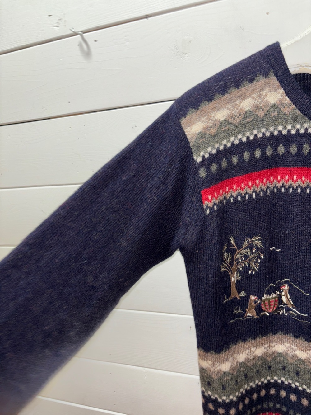 M.A.T. Vintage Fair Isle Embroidered Cardigan Cottagecore Woodland Knit Size S - Picture 7 of 12